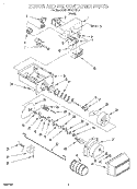MOTOR AND ICE CONTAINER Diagram and Parts List for KSRB22QFBL01  KitchenAid Refrigerator