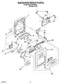 DISPENSER FRONT PARTS Diagram and Parts List for KSRJ25IMST10  KitchenAid Refrigerator