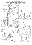 DOOR AND LATCH Diagram and Parts List for KUDM25SHBL0  KitchenAid Dishwasher