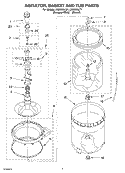 AGITATOR, BASKET AND TUB PARTS Diagram and Parts List for LSQ9200LT1  Whirlpool Washer