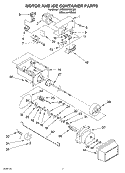 MOTOR AND ICE CONTAINER Diagram and Parts List for 3XED5SHQKQ00  Whirlpool Refrigerator