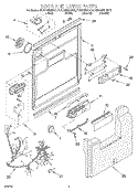 DOOR AND LATCH Diagram and Parts List for KUDR25SHBT0  KitchenAid Dishwasher