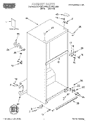 CABINET, LITERATURE Diagram and Parts List for RT18SKXJW00  Roper Refrigerator