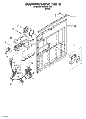 DOOR AND LATCH PARTS Diagram and Parts List for DUC600XTPQ0  Whirlpool Dishwasher