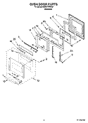 OVEN DOOR PARTS Diagram and Parts List for GBD277PRS02  Whirlpool Wall Oven