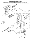 DISPENSER FRONT PARTS Diagram and Parts List for KSRS25FTWH03  KitchenAid Refrigerator