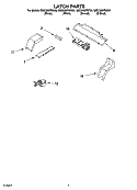 LATCH PARTS Diagram and Parts List for GMC305PDQ08  Whirlpool Microwave Oven Combo
