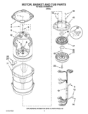 MOTOR, BASKET AND TUB PARTS Diagram and Parts List for WTW8600YW1  Whirlpool Washer
