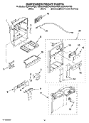 DISPENSER FRONT PARTS Diagram and Parts List for GC5NHAXVB00  Whirlpool Refrigerator