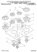 COOKTOP, BURNER AND GRATE Diagram and Parts List for KDDT207BAL7  KitchenAid Range