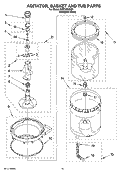 AGITATOR, BASKET AND TUB PARTS Diagram and Parts List for WET3300SQ1  Whirlpool Washer Dryer Combo