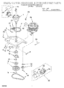 BRAKE, CLUTCH, GEARCASE, MOTOR & PUMP Diagram and Parts List for RAM5243AW2  Whirlpool Washer