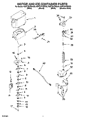 MOTOR AND ICE CONTAINER PARTS Diagram and Parts List for KSRT25CRBL00  KitchenAid Refrigerator