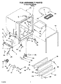TUB ASSEMBLY Diagram and Parts List for DU810SWKQ0  Whirlpool Dishwasher