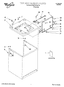 TOP AND CABINET, LITERATURE Diagram and Parts List for 7MLSR7533JT0  Whirlpool Washer