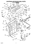 CONTROLS AND REAR PANEL PARTS Diagram and Parts List for 7MLSC9900PW1  Whirlpool Washer