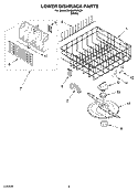LOWER DISHRACK Diagram and Parts List for DU620PWKQ0  Whirlpool Dishwasher