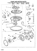 PUMP AND MOTOR PARTS Diagram and Parts List for KUDI01FLWH3  KitchenAid Dishwasher