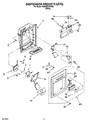DISPENSER FRONT PARTS Diagram and Parts List for 6GD22DCXHW06  Whirlpool Refrigerator