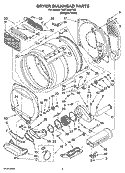 DRYER BULKHEAD PARTS Diagram and Parts List for YMET3800TW0  Whirlpool Washer Dryer Combo