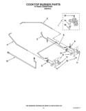 COOKTOP BURNER PARTS Diagram and Parts List for KDRS807XSP00  KitchenAid Range