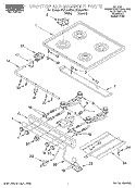 COOKTOP AND MANIFOLD Diagram and Parts List for FGP300EN1  Roper Range