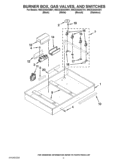 BURNER BOX, GAS VALVES, AND SWITCHES Diagram and Parts List for W5CG3024XT01  Whirlpool Cooktop