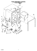TUB ASSEMBLY Diagram and Parts List for DP920PFGQ3  Whirlpool Dishwasher