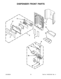 DISPENSER FRONT PARTS Diagram and Parts List for GZ25FSRXYY4  Whirlpool Refrigerator