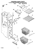 FREEZER LINER PARTS Diagram and Parts List for GD5RHAXRB00  Whirlpool Refrigerator