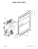 INNER DOOR PARTS Diagram and Parts List for KUDE40FXBT6  KitchenAid Dishwasher