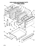 OVEN DOOR AND DRAWER Diagram and Parts List for RF4700XWN3  Whirlpool Range