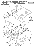 COOKTOP AND MANIFOLD, LITERATURE Diagram and Parts List for FGP215EN6  Roper Range