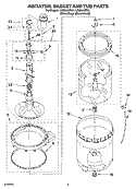 AGITATOR, BASKET AND TUB PARTS Diagram and Parts List for LSQ9549PW1  Whirlpool Washer