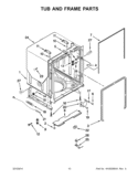 TUB AND FRAME PARTS Diagram and Parts List for KUDC10IBBL0  KitchenAid Dishwasher