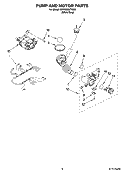PUMP AND MOTOR PARTS Diagram and Parts List for WFW8200TW00  Whirlpool Washer