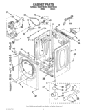 CABINET PARTS Diagram and Parts List for WGD97HEXL3  Whirlpool Dryer