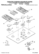 COOKTOP, BURNER AND GRATE PARTS Diagram and Parts List for KGCC506RWW01  KitchenAid Cooktop