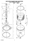 AGITATOR, BASKET AND TUB PARTS Diagram and Parts List for 7MNTE1000TQ0  Whirlpool Washer