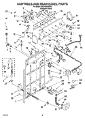 CONTROLS AND REAR PANEL PARTS Diagram and Parts List for 7MLSQ9549PQ0  Whirlpool Washer