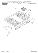 COOKTOP AND CONTROL PANEL Diagram and Parts List for FGS385BL4  Roper Range
