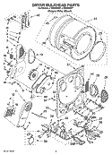 DRYER BULKHEAD PARTS Diagram and Parts List for LTE5243DT7  Whirlpool Washer Dryer Combo