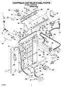CONTROLS AND REAR PANEL PARTS Diagram and Parts List for LSB6000PQ2  Whirlpool Washer