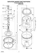 AGITATOR, BASKET AND TUB PARTS Diagram and Parts List for 7MLXR6133PQ0  Whirlpool Washer