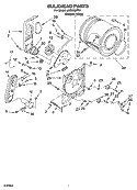 BULKHEAD PARTS, OPTIONAL PARTS (NOT INCLUDED) Diagram and Parts List for LGB6000PQ1  Whirlpool Dryer