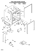 TUB AND FRAME PARTS Diagram and Parts List for GU3200XTPS3  Whirlpool Dishwasher