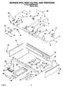BURNER BOX, GAS VALVES, AND SWITCHES Diagram and Parts List for KDRP462LSS07  KitchenAid Range