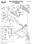 TOP AND CONSOLE PARTS Diagram and Parts List for 3RLGR5437KQ4  Whirlpool Dryer