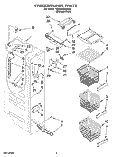 FREEZER LINER PARTS Diagram and Parts List for 7GS6SHEXMS03  Whirlpool Refrigerator