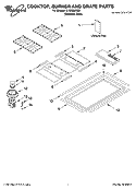 COOKTOP, BURNER AND GRATE PARTS Diagram and Parts List for GLS3064RS0  Whirlpool Cooktop